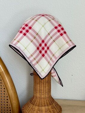 Vintage Burberry Pink Classic Plaid Cotton Bandana Scarf Made in Japan